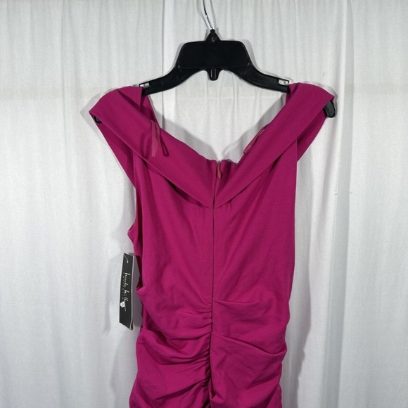 NWT $385 Nicole Miller [ 4‎ ] Jersey Palazzo Off Shoulder Dress Very Berry - Picture 11 of 15